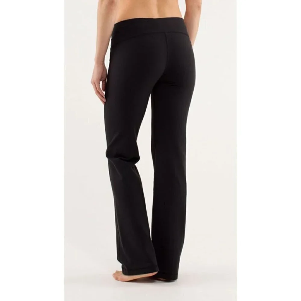 Lululemon‎ Astro Black Criss Cross Waistband Flared Leg Yoga Pant 6